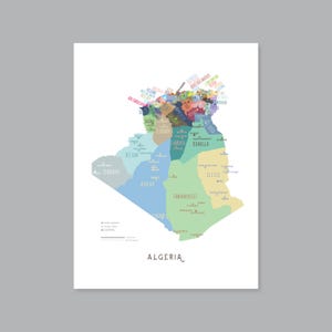 Mapa da Argélia, Províncias e Capitais da Argélia PARA IMPRIMIR, Mapa da Argélia com Capital, Decoração de casa moderna (#P616)