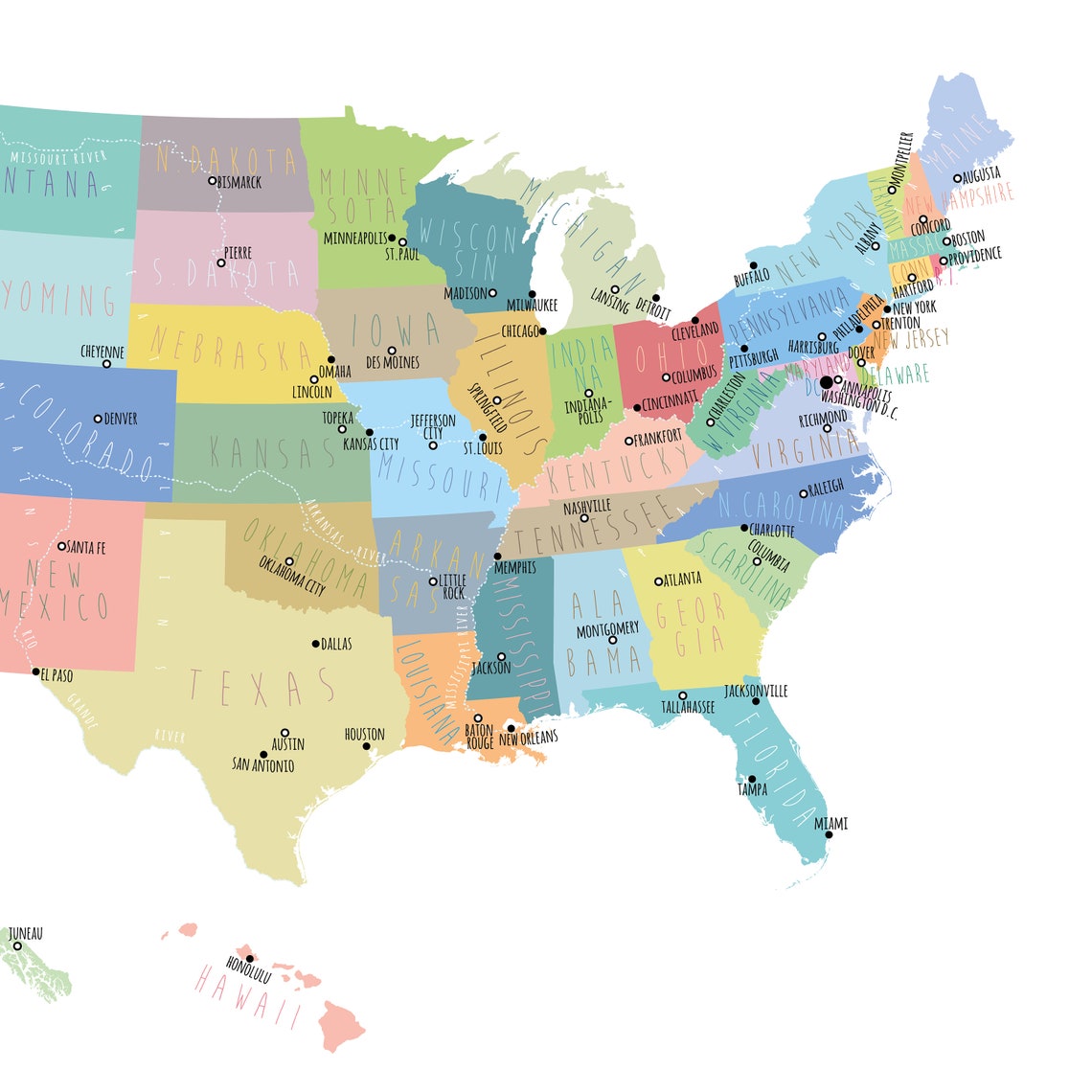 United States Map Wall Art PRINTABLE - Il 1140xN.2239886895 1ni8 