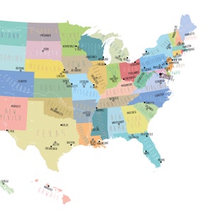 United States Map Wall Art PRINTABLE United States Map Print - Etsy