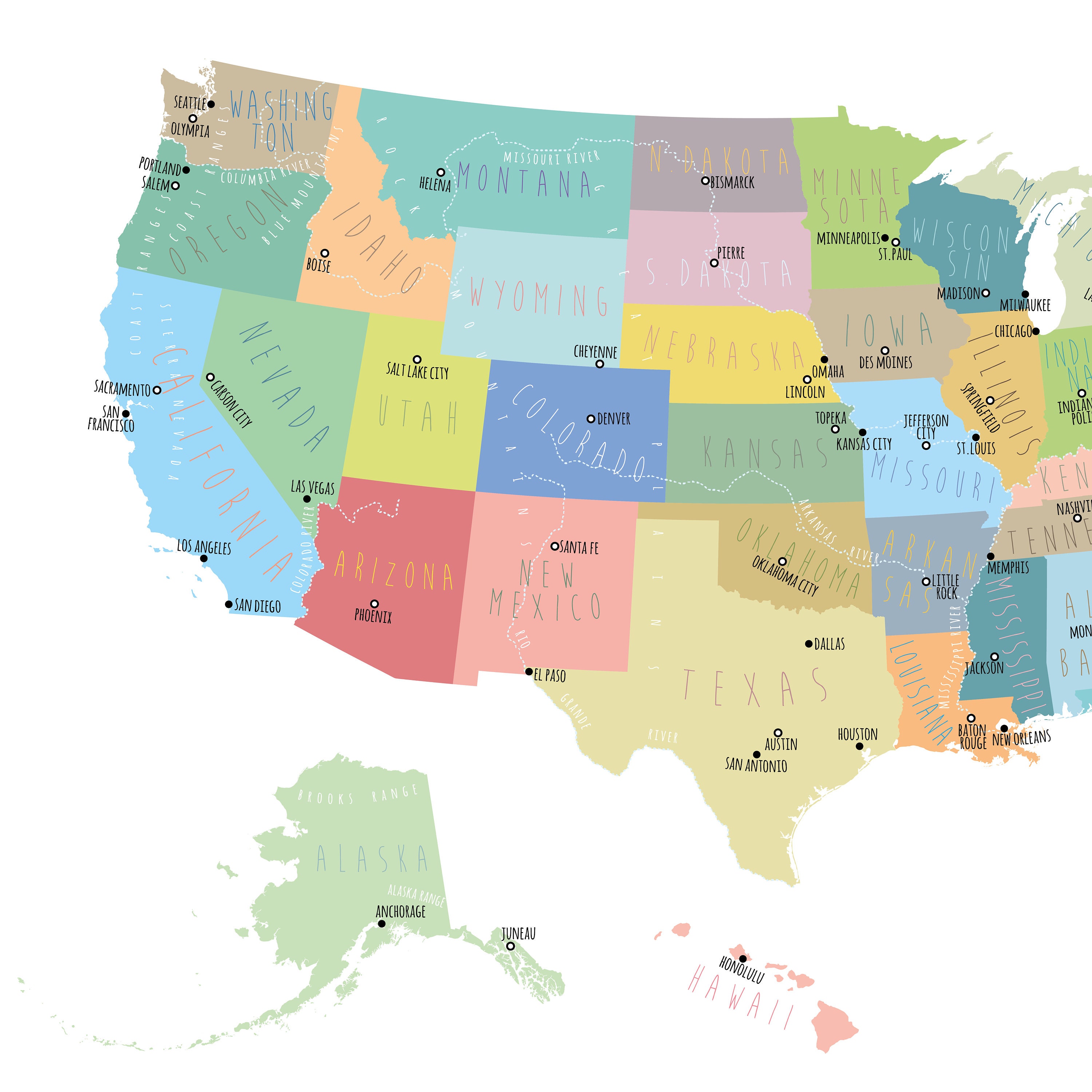 United States Map Wall Art PRINTABLE - Il Fullxfull.2192337794 Bd6y 