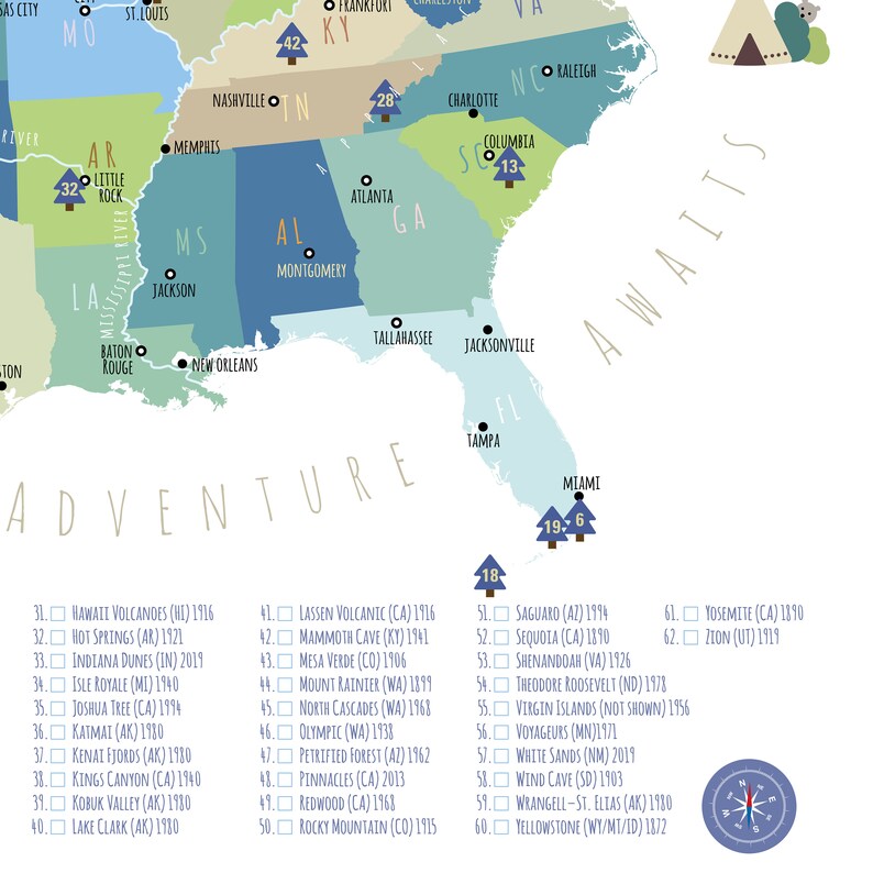 us national park map printable adventure awaits us