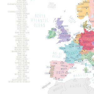 Europe Map, PRINTABLE Europe Capitals Map, Map of Europe Wall Art Kid ...