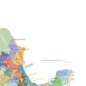Mexico Map, PRINTABLE Mexico States and Capitals, Labeled Mexico Map With Capital, Modern Home ...