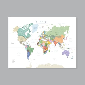 Weltkarte Poster, druckbare Weltkarte, Weltkarte, Weltkarte, modernes Wohndekor (#P397)