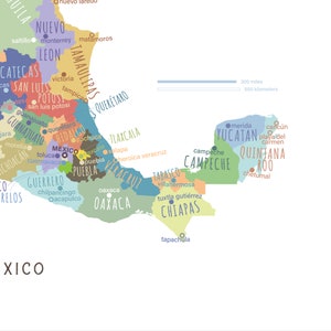 Mexico Map, PRINTABLE Mexico States and Capitals, Labeled Mexico Map With Capital, Modern Home ...
