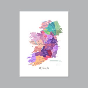 Irland Karte, DRUCKBARE Karte Irland, Irland Karte, Moderne Wohnkultur (#P611)