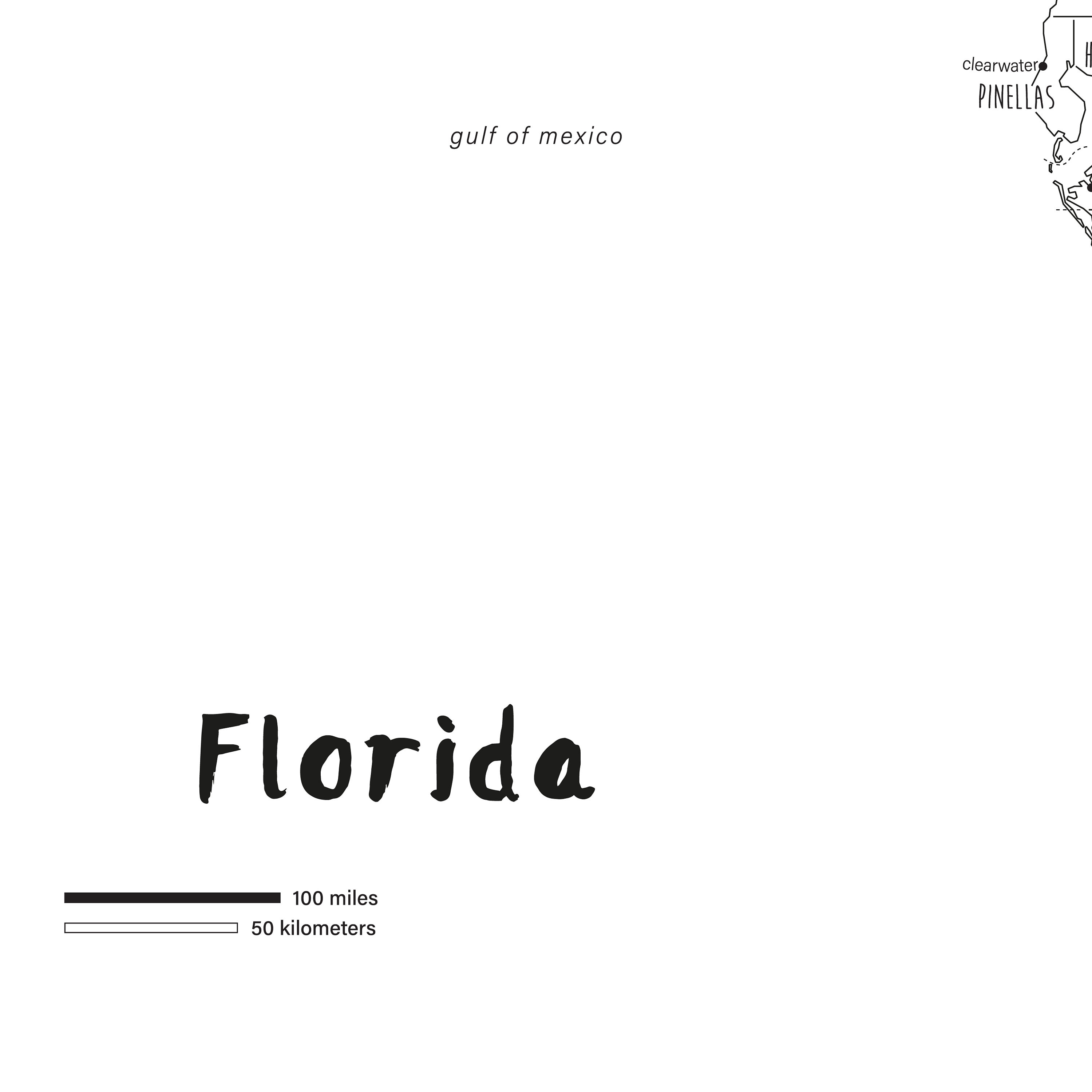 Florida Map Art PRINTABLE Florida Countries Map FL Florida - Etsy
