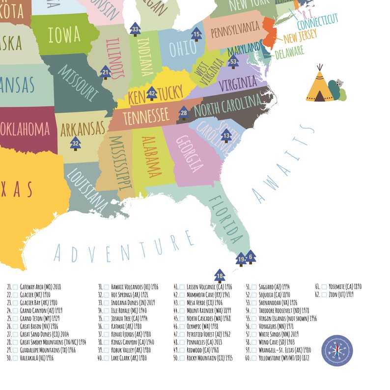 us national park map printable adventure awaits us