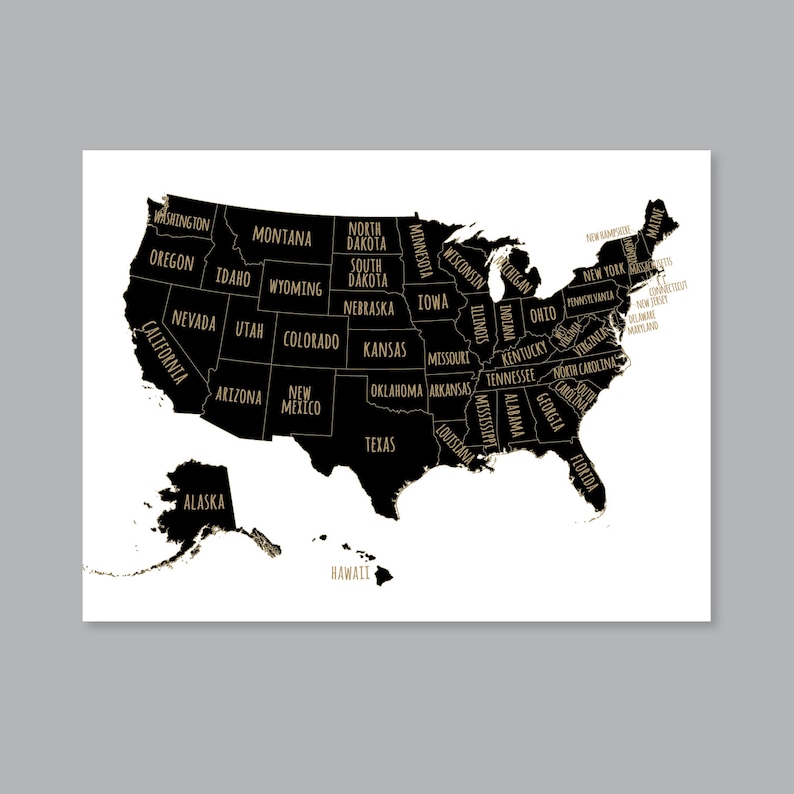 United States Map Wall Art PRINTABLE United States Map Print Etsy