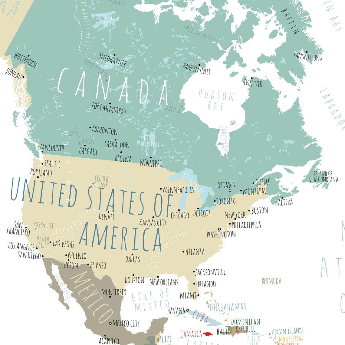 World Map Poster PRINTABLE Worldmap With Countries Map of - Etsy