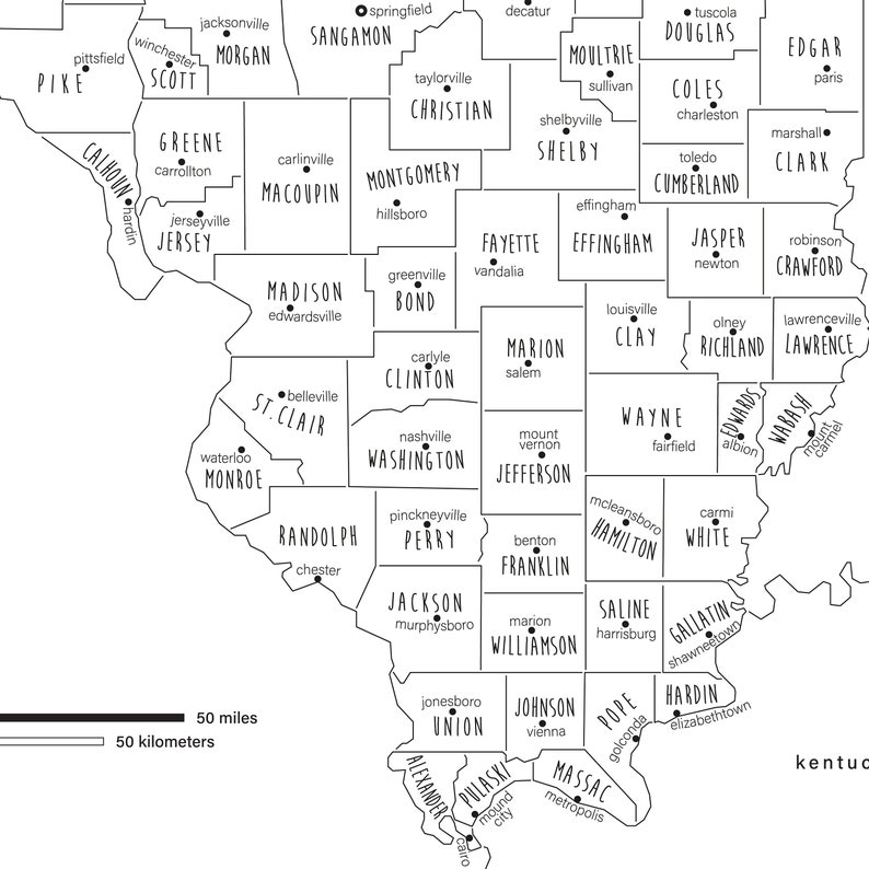 Illinois Map Art PRINTABLE Illinois Countries Map IL Etsy