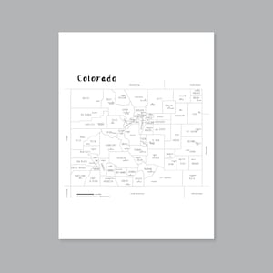 Art de la carte du Colorado, carte du comté du Colorado imprimable GA, affiche de la carte des pays du Colorado, carte de l'État du Colorado, décoration d'intérieur moderne (#P541)