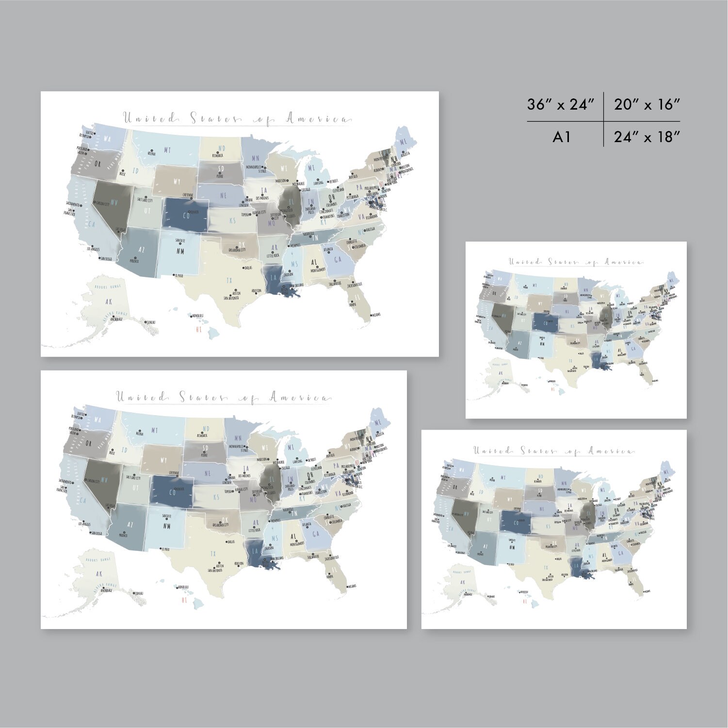 United States Map Wall Art PRINTABLE - Il Fullxfull.1898295337 22qr 