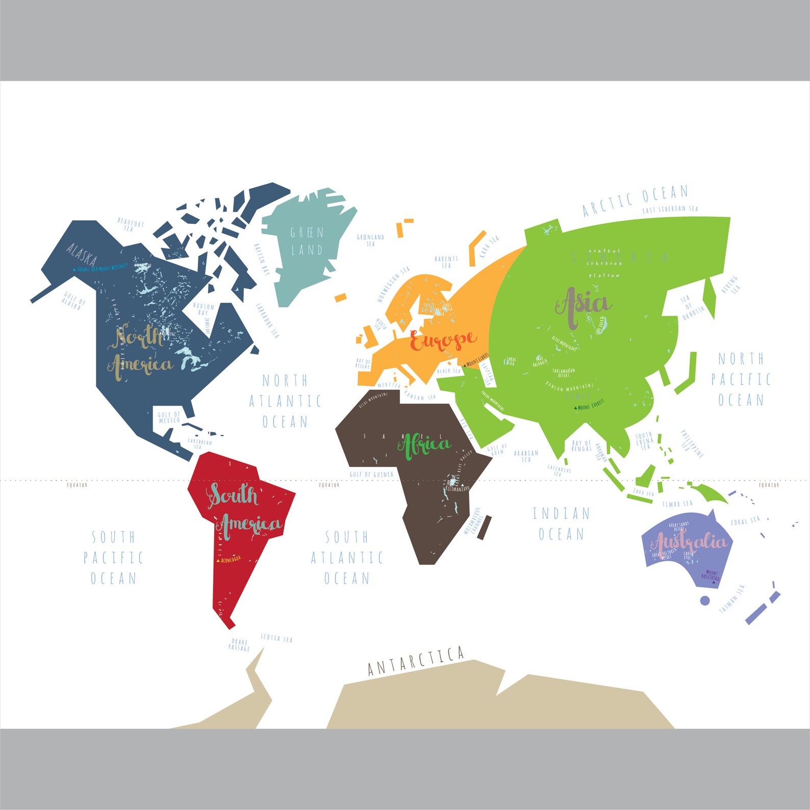 World map PRINTABLE World map wall art Kid nursery Modern Etsy