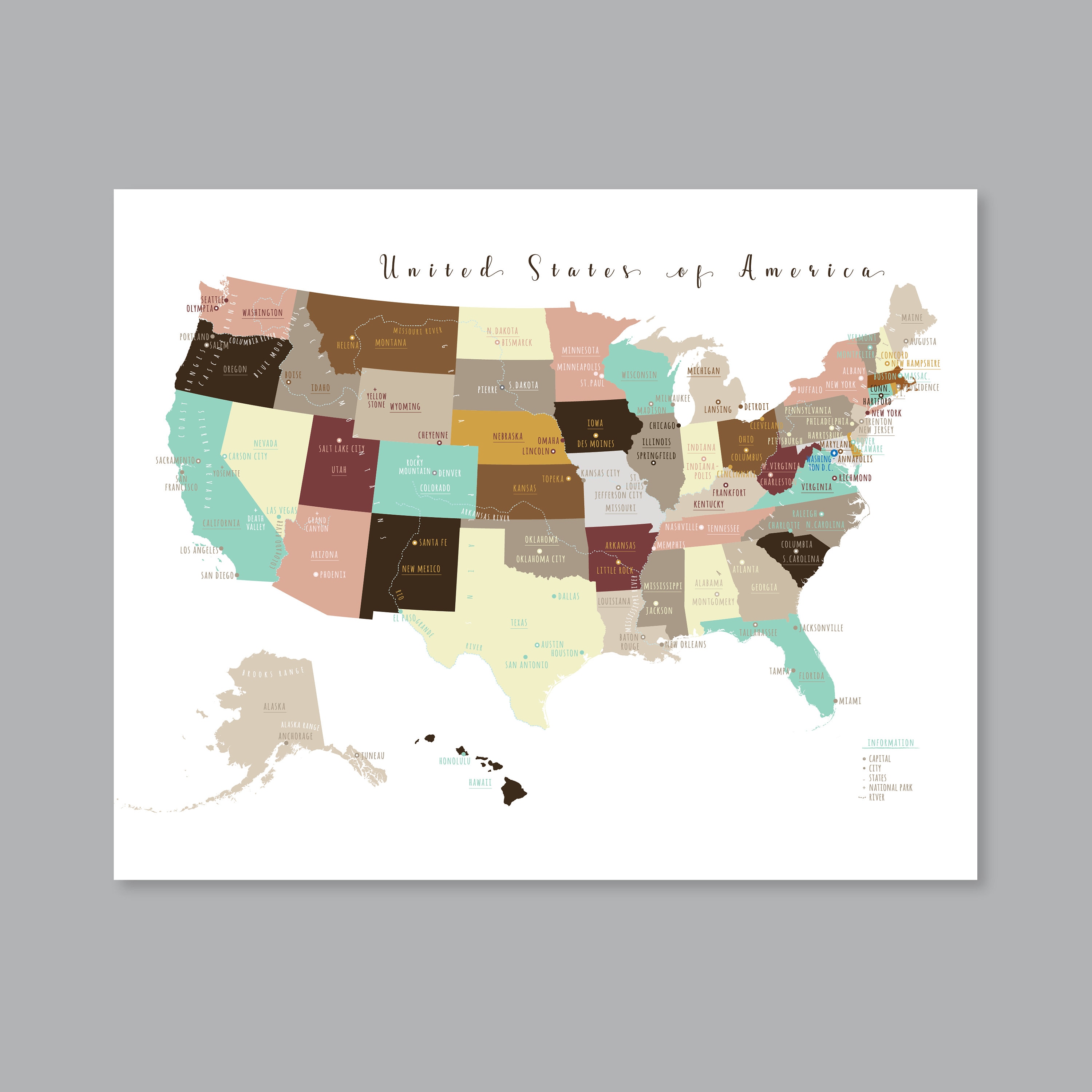 United States Map Wall Art PRINTABLE - Il Fullxfull.1703383112 Mgoq
