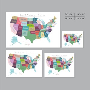United States Map Wall Art, PRINTABLE United States Map Print, Usa Map Wall Art, USA Map for Kids, Home Kids Room Decor P450 image 6
