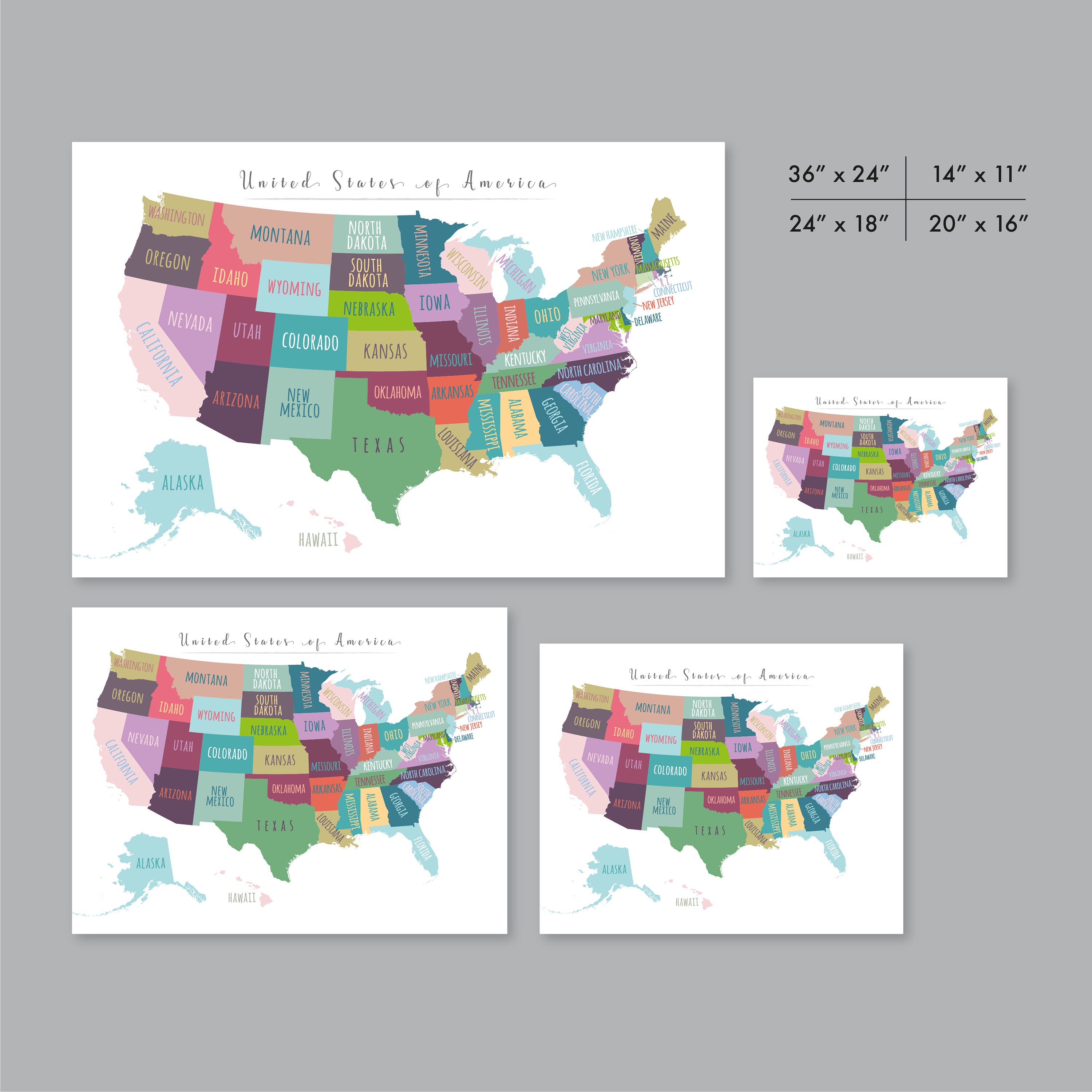 United States Map Wall Art PRINTABLE - Il Fullxfull.2474145649 9rj3