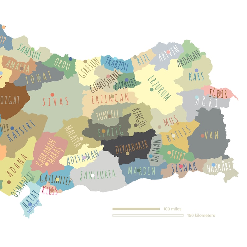 Turkey Map, PRINTABLE Turkey Province and Capitals, Labeled Turkey Map