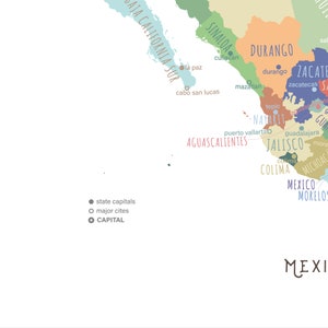 Mexico Map, PRINTABLE Mexico States and Capitals, Labeled Mexico Map With Capital, Modern Home ...
