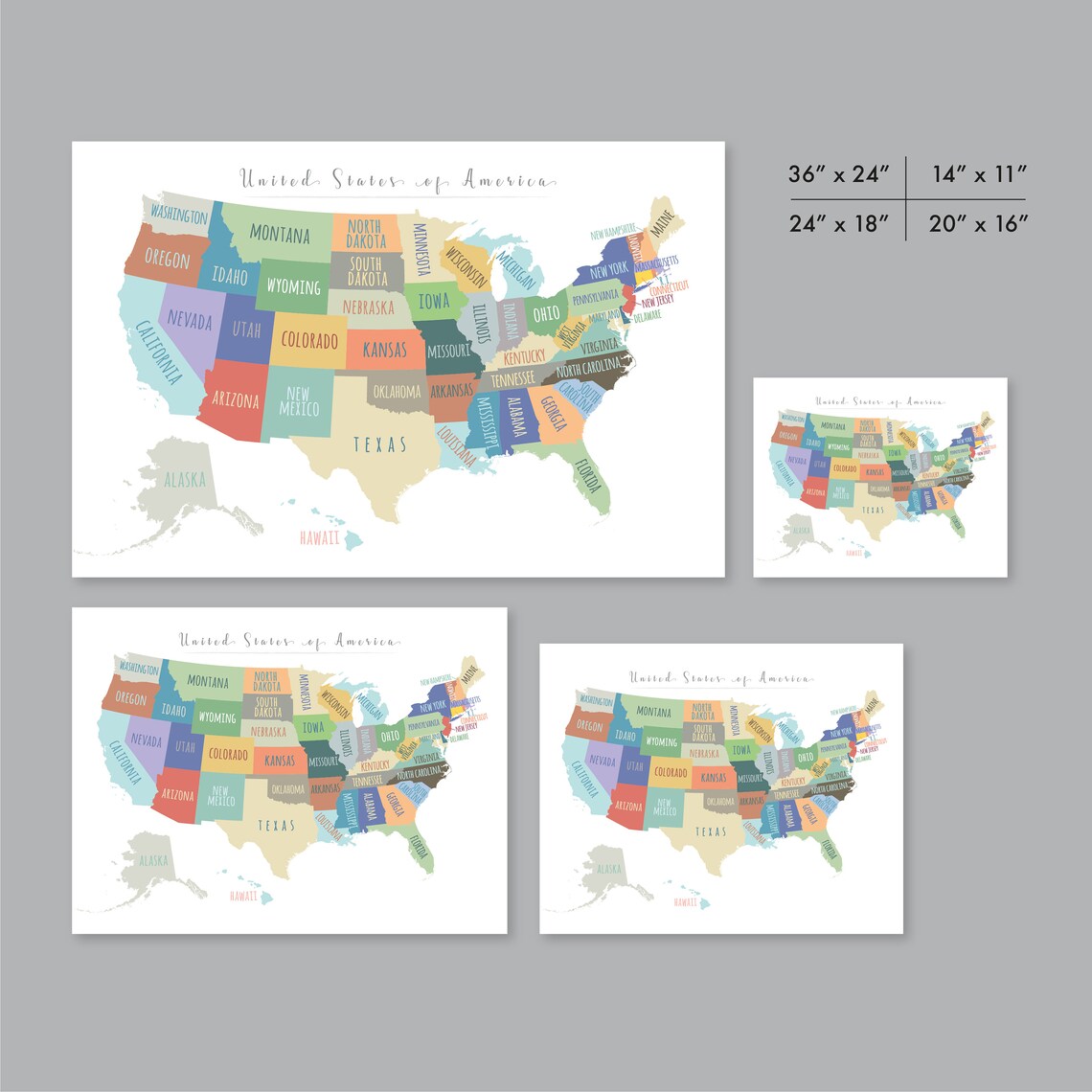 United States Map Wall Art PRINTABLE United States Map Print Etsy Il Rk0q 