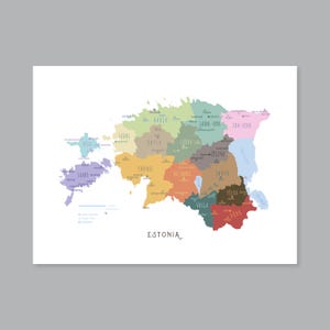 Mapa da Estônia PARA IMPRIMIR Condados e Capitais da Estônia, Mapa da Estônia com Capitais e Principais Cidades, Decoração moderna para casa (#P615)
