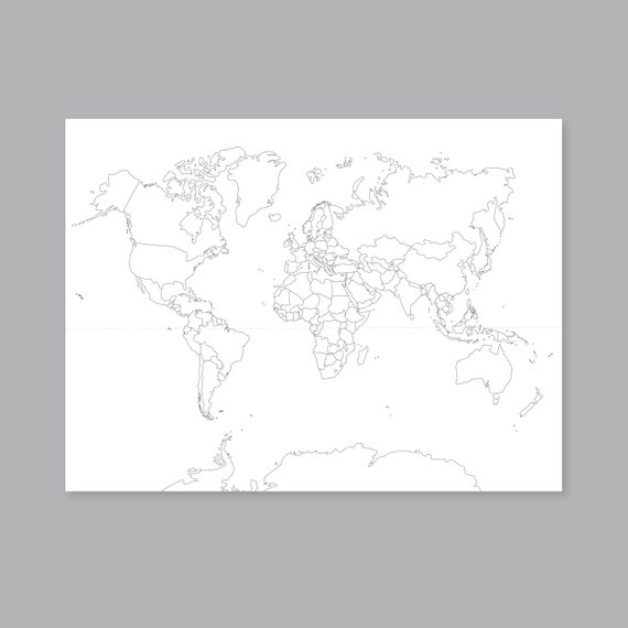 Wereldkaart met landen Kaart de van de | Etsy Nederland