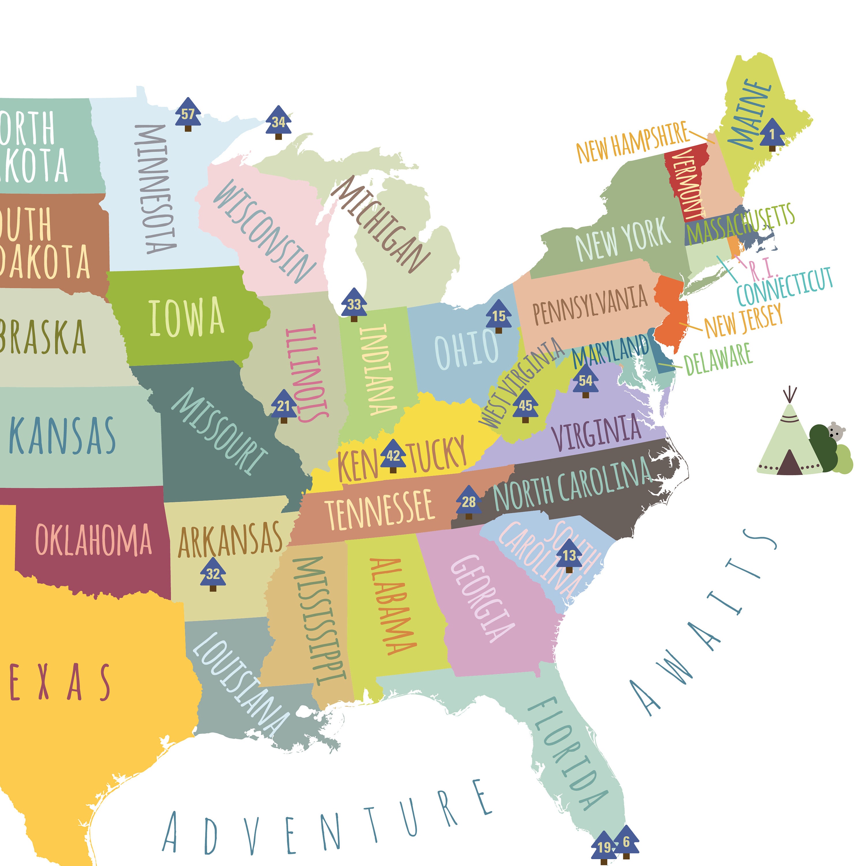 63 National Parks Map USA PRINTABLE Adventure Awaits US | Etsy