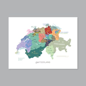 Carte de la Suisse, cantons et capitales suisses imprimables, carte de la Suisse étiquetée avec capitales, grandes villes Décoration d'intérieur moderne (#P591)