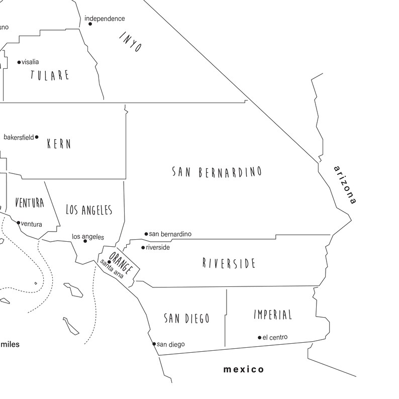 California Map Poster PRINTABLE California County Map CA - Etsy
