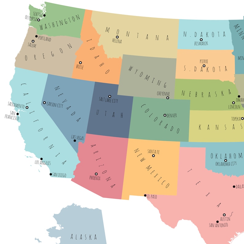 USA Map PRINTABLE US Map Large Us Map Map of United States - Etsy