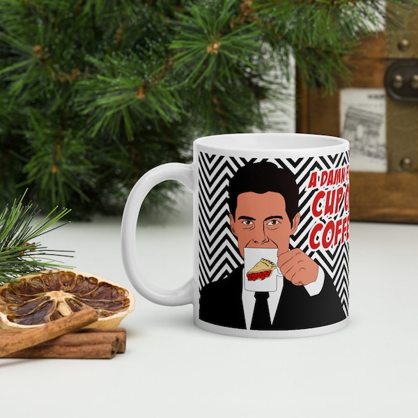 Twin Peaks - Special Agent Dale Cooper Inspired Customized Coffee Mug Gift, "A Damn Fine Cup of Coffee" - 11/15/20 Oz Sizes