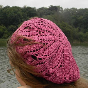 Summer beret for women Cotton slouchy hat Crochet Summer beanie hat