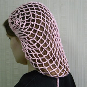 Redecilla para el pelo para mujer, color rosa claro, para cubrir la cabeza, red de crochet