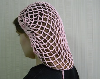 Hair snood for women light pink head covers Crochet hair net