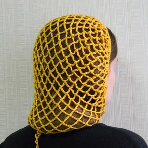 Redecilla de crochet amarilla para mujer, años 40, accesorios retro para el cabello, redecilla de crochet