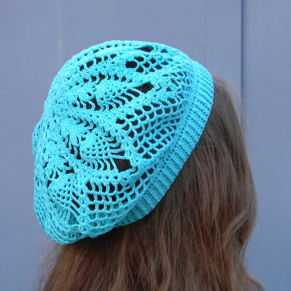 Béret en coton au crochet Béret d'été pour femme Chapeau français