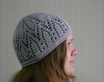 Gorro de primavera Gorro de encaje de crochet para mujer Gorro de calavera de crochet