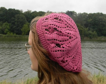 Béret d'été pour femme Bonnet ample en coton Bonnet d'été au crochet