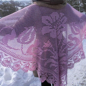 Crochet shawl for women Winter shawl with lace border Triangle Shawl warm shawl