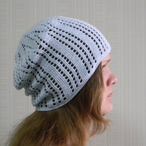 Gorro de crochet de verano para mujer Gorro de algodón con encaje gris Sombrero para un verano fresco