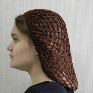 Redecilla de pelo de chocolate para mujer, redecilla de crochet, redecilla de crochet, redecilla retro para mujer, redecilla estilo años 40