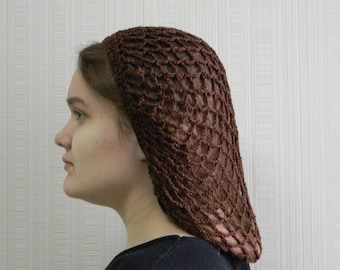 Chocolate hair snood for women Crocheted hair net snood crochet snood fishnet retro snoods for women 1940s style snood