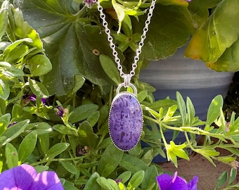 Handmade Sterling Silver Bertrandite/Tiffany Stone Pendant Necklace