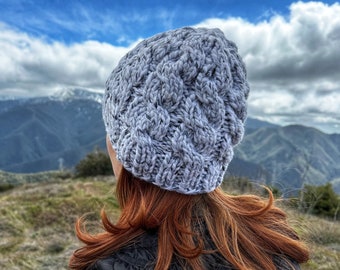 Gorro grueso de ochos en mezcla de lana peluda Blanco