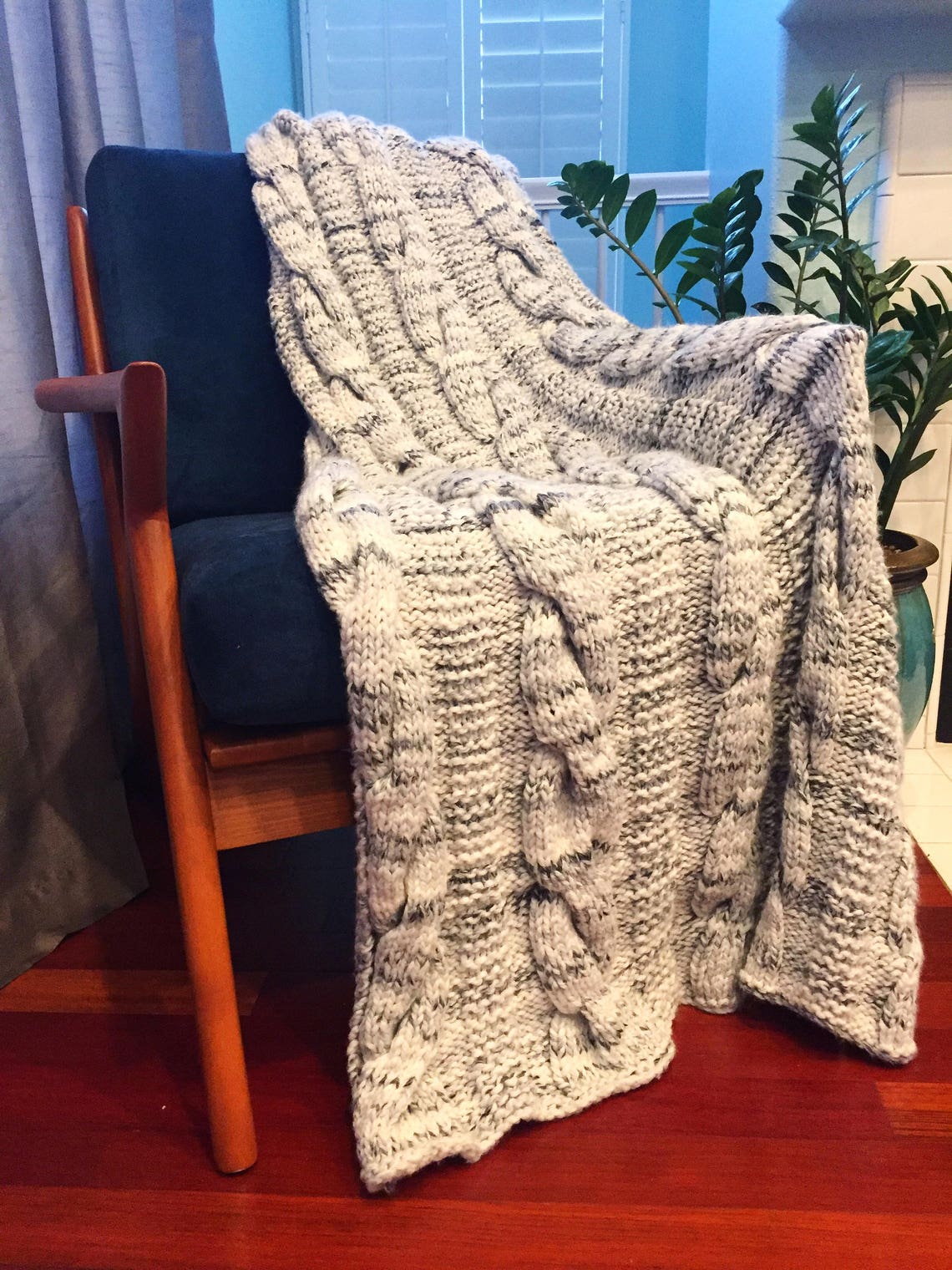 Hand Knit 5 Cable Washable Woolblend Throw Afghan Blanket 50 Etsy