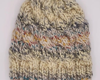 Chunky Fuzzy Wool-blend Cable Beanie
