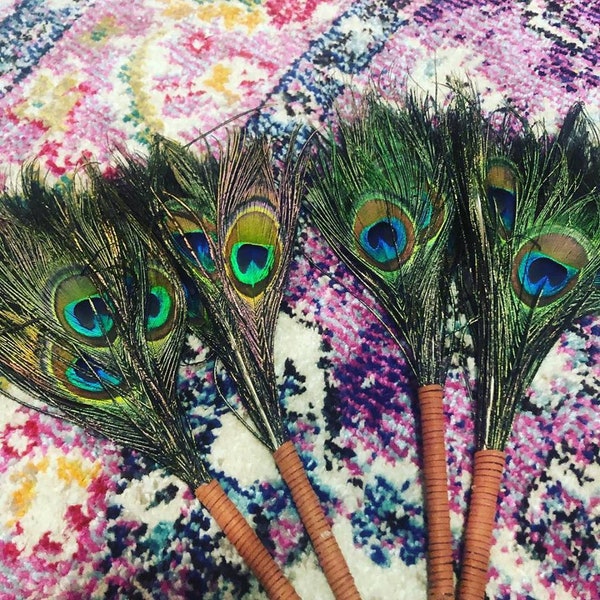 Natural Peacock Smudge Fans