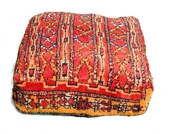 Vintage Floor Cushion  - moroccan Pouf Wool Moroccan Cushion - Handmade vintage Pouf - Beniourain Rug - old Rug