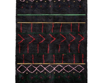 black Beni ourain rug -  Modern Moroccan Rug custom BK-39_PN-92_GR-12_GR-10_YL-16_BL-01_RD-18