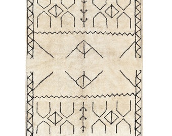 Marokkanischer Teppich Weiß Beni Ourain Teppich - Moderner Marokkanischer Teppich Brauch W-40_BK-39